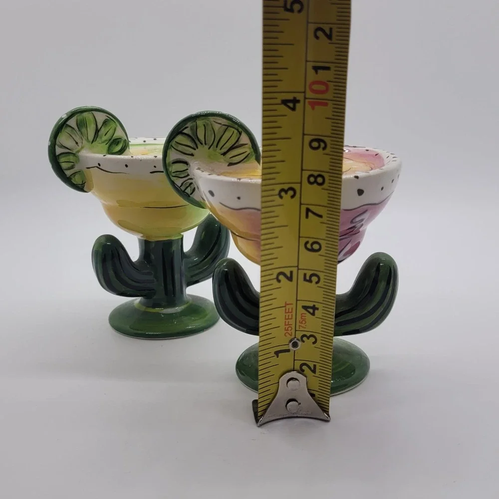C.A. Ceramic Margarita Cactus Salt and Pepper Shaker Set Southwest Barware Decor